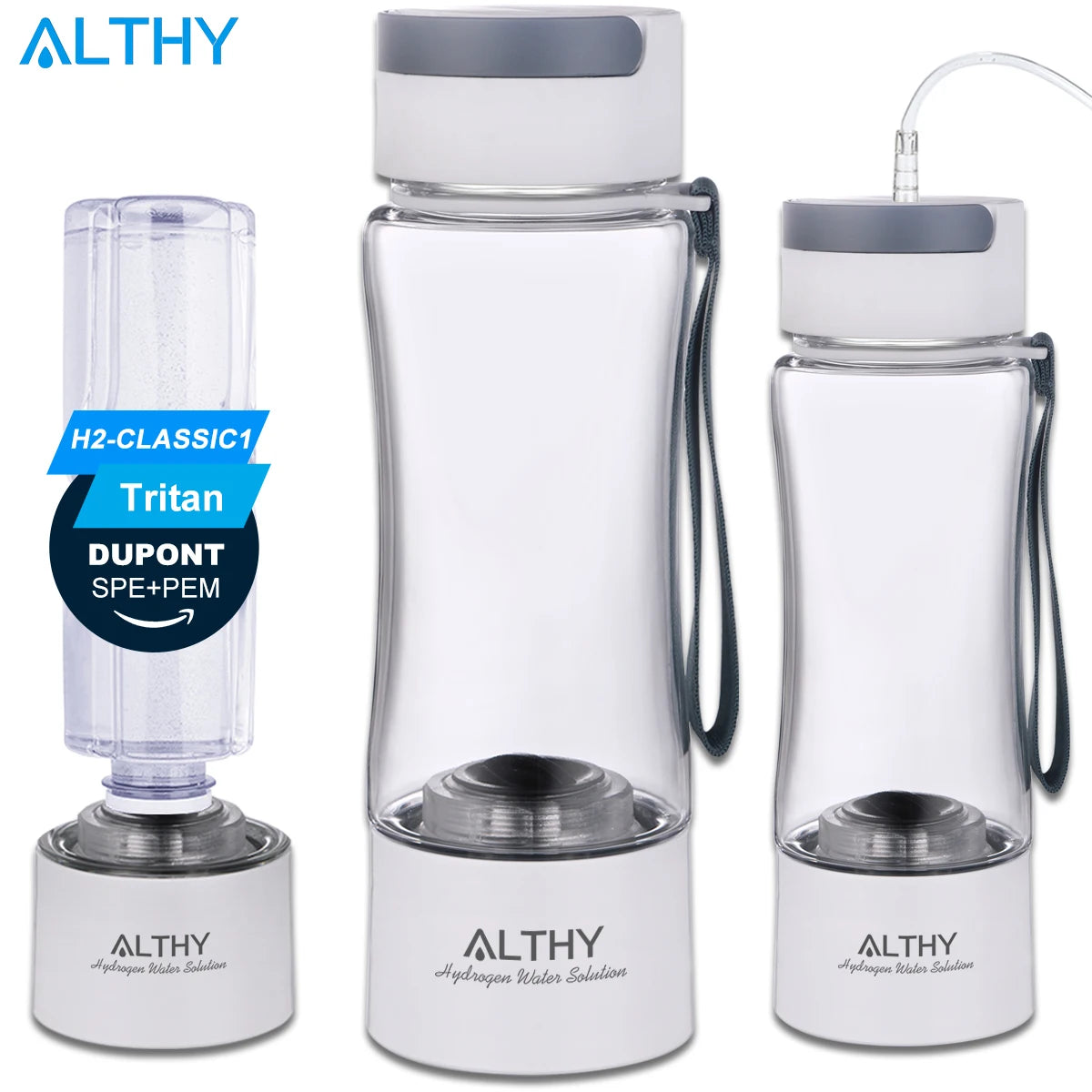 ALTHY Hydrogen Rich Water Generator Bottle Cup - DuPont SPE PEM Dual Chamber Maker lonizer - H2 Inhalation device